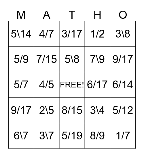 Jose's Probability Game Bingo Card