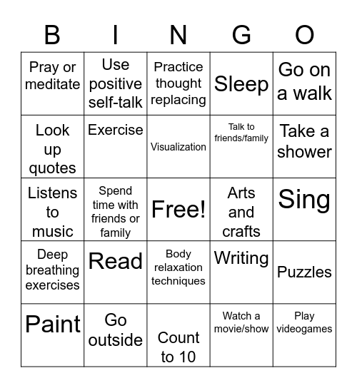 Find Someone Who...Coping Skills Edition Bingo Card