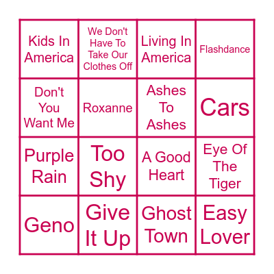 BACK TO THE 80s Bingo Card