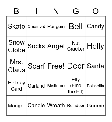 Holiday Bingo Card