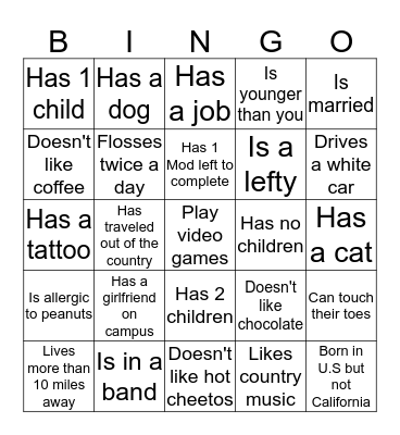 Getting to know you <3 Bingo Card