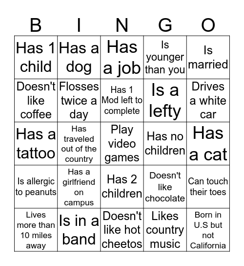 Getting to know you <3 Bingo Card