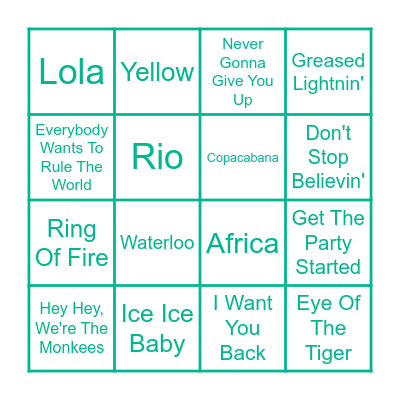 KARAOKE SINGALONG Bingo Card