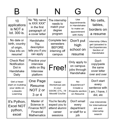 SOM Career Bingos Bingo Card