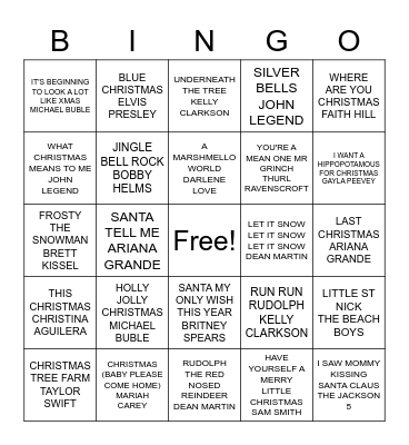 ROADS CHRISTMAS Bingo Card