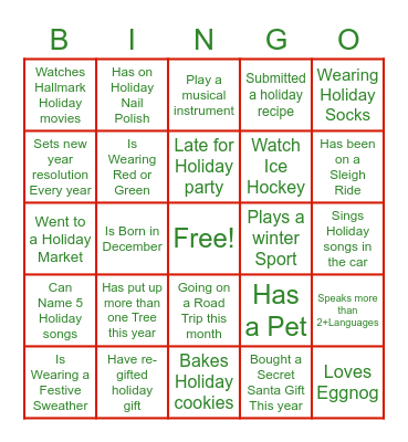 MSol IT Bingo- Holiday Bingo Card