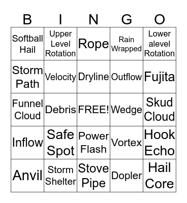 Weather Bingo Card