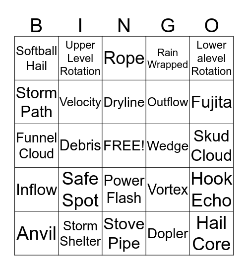Weather Bingo Card