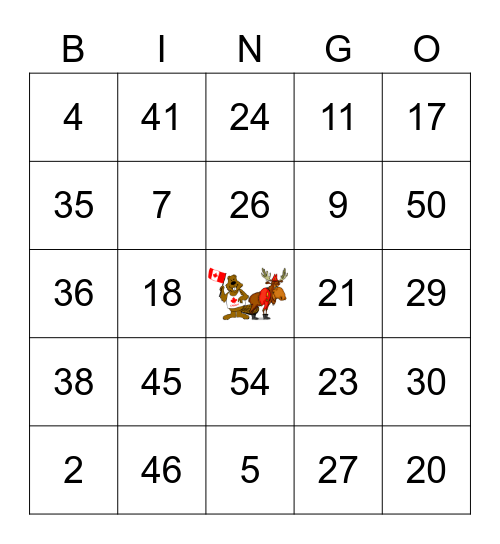 Canada QR Code Bingo Card