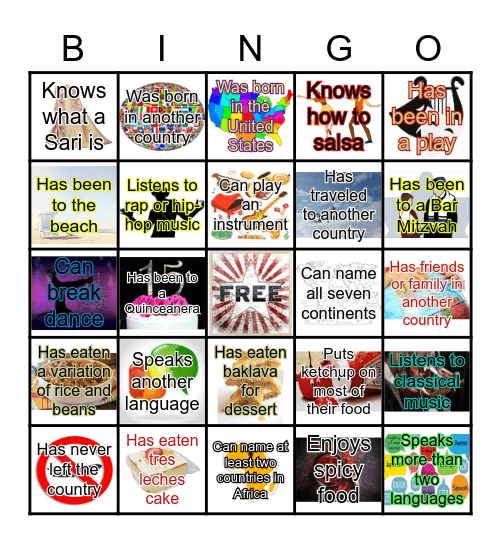 Culture Night Bingo Card