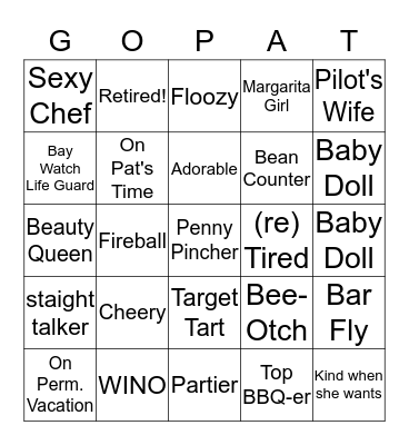Pat's Retirement Bingo Game Bingo Card