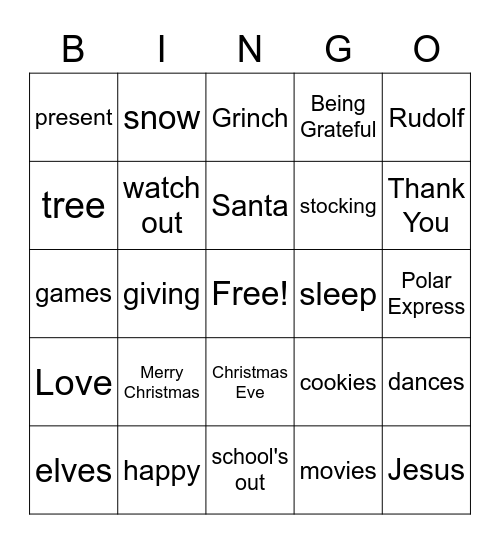 Christmas Bingo Card
