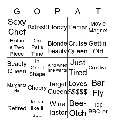 Pat's Retirement Bingo Game Bingo Card