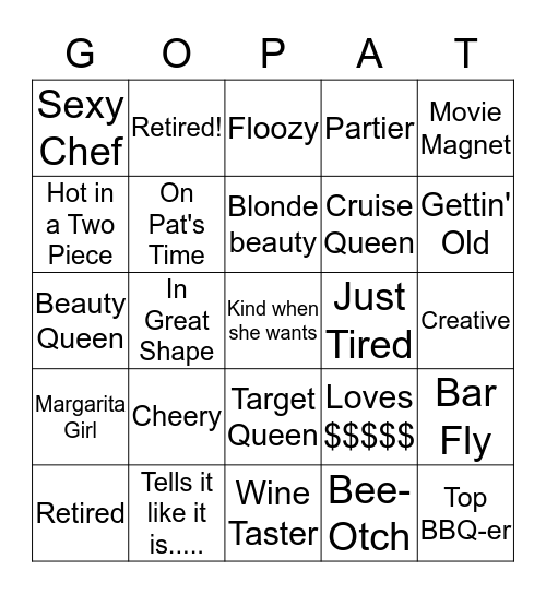 Pat's Retirement Bingo Game Bingo Card