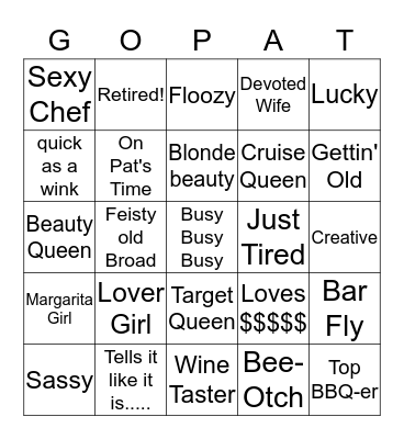Pat's Retirement Bingo Game Bingo Card