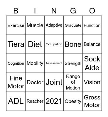 Occupational Therapy Bingo Card
