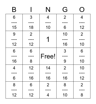 Equivalent Fraction BINGO Card