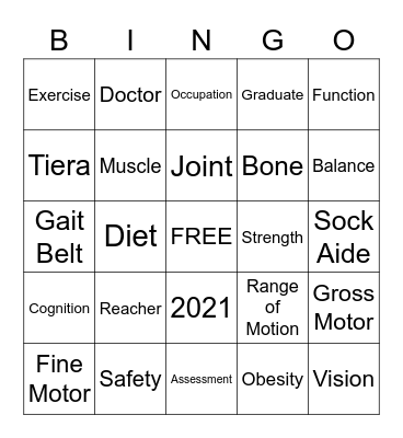 Occupational Therapy Bingo Card