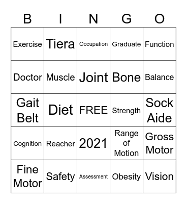 Occupational Therapy Bingo Card