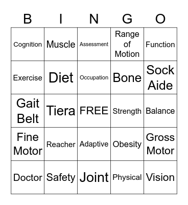 Occupational Therapy Bingo Card