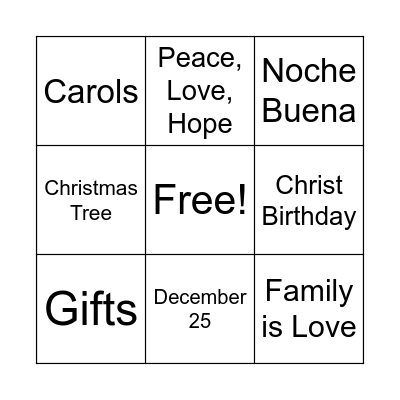 Christmas Blackout Game Bingo Card