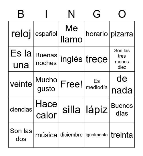 Unidad Preliminar Bingo Card