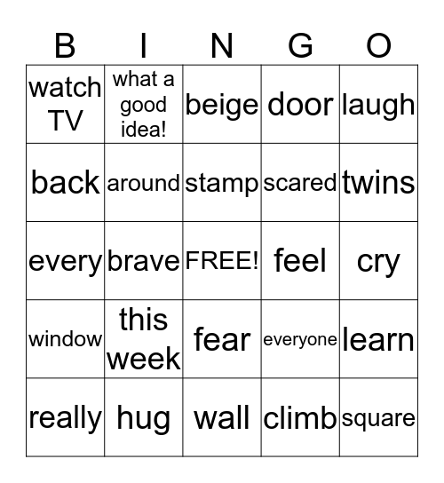 Bingo for Dasha Bingo Card