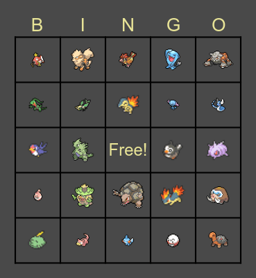 Pokemon Platinum Rando Bingo Card