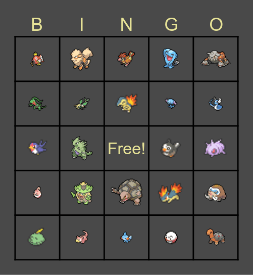 Pokemon Platinum Rando Bingo Card
