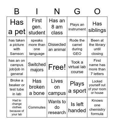 SACNAS Bingo Card