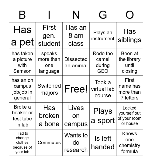 SACNAS Bingo Card