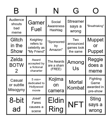 --- The Game Awards --- Bingo Card