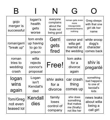 succession finale (realistic) Bingo Card