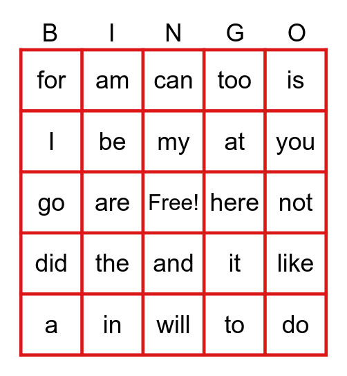 HEART WORDS Bingo Card