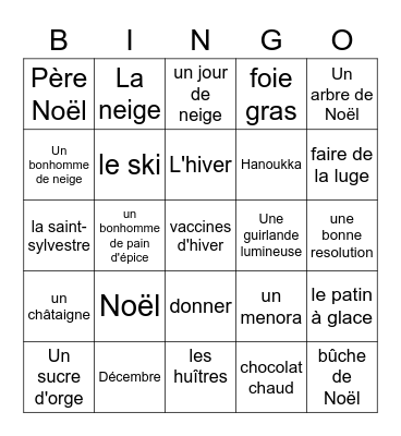 Holiday Bingo Card