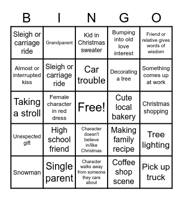 Christmas Movie Bingo Card