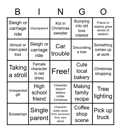 Christmas Movie Bingo Card