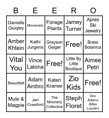 New Terrain Brewing Holiday Market 2021 Bingo Card
