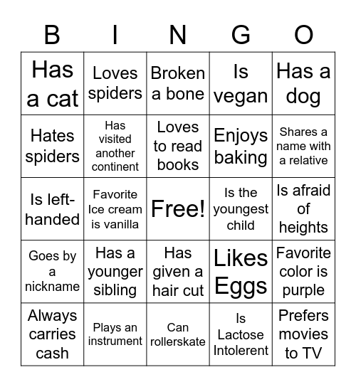 Human Bingo Card