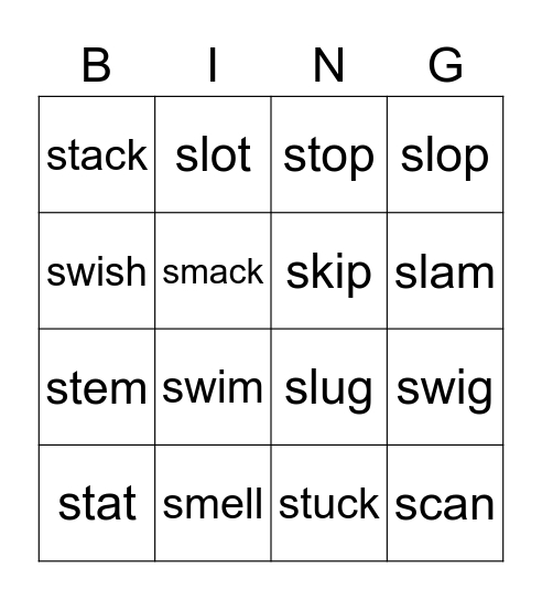 'S' Blends Bingo Card