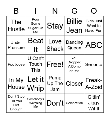 * Dance Music Mashup * Bingo Card