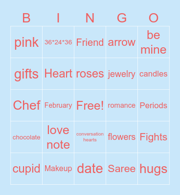 Valentine's Bingo Card
