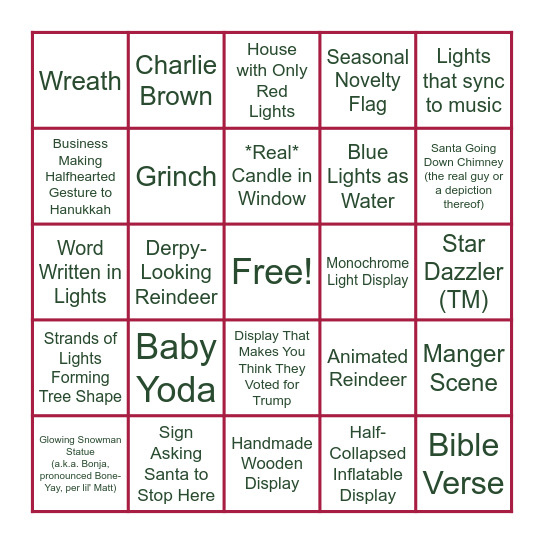 Christmas Decorations Bingo! Bingo Card