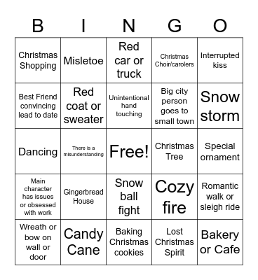 Hallmark Movie Bingo Card