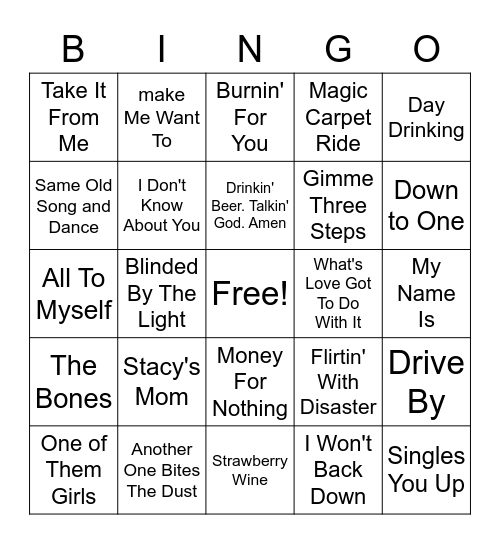 * You Might Experience It In A Bar * Bingo Card