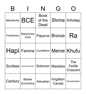 Social Studies Reivew Bingo Card