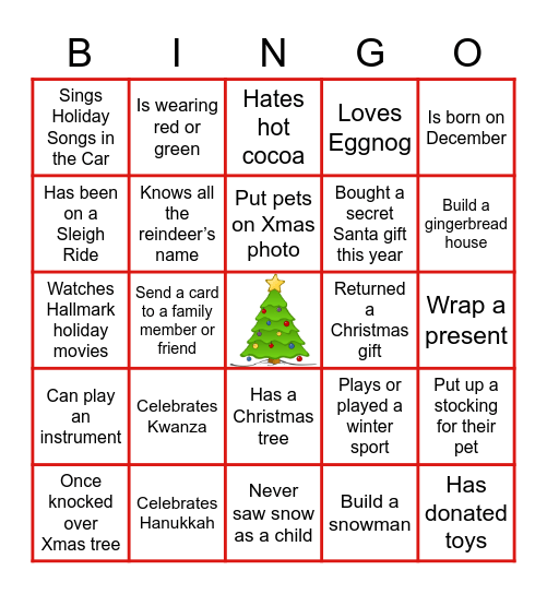 HOLIDAY Bingo Card