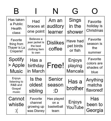 Express Myself Bingo! w/ Amber Bingo Card