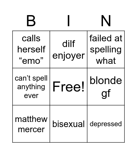 Dumbass Idiot Bingo Card