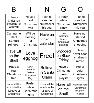 Christmas BINGO Card